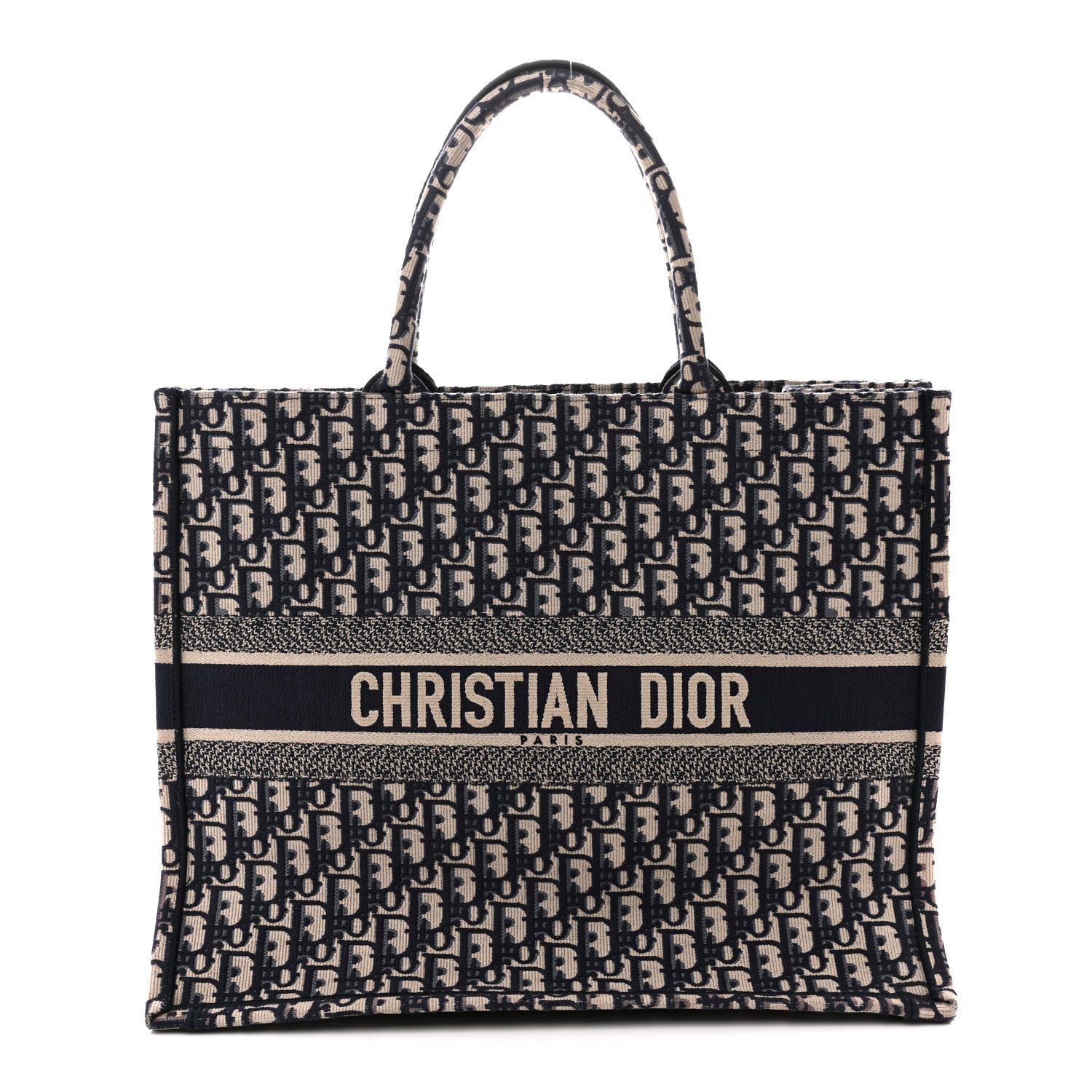 Christian Dior Oblique Large Book Tote Blue Multicolor