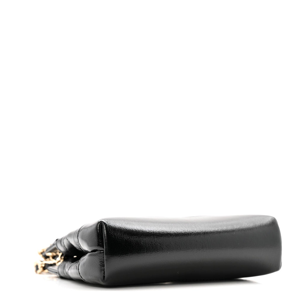 Chanel Shiny Lambskin Quilted Micro 31 Clutch With Chain Black