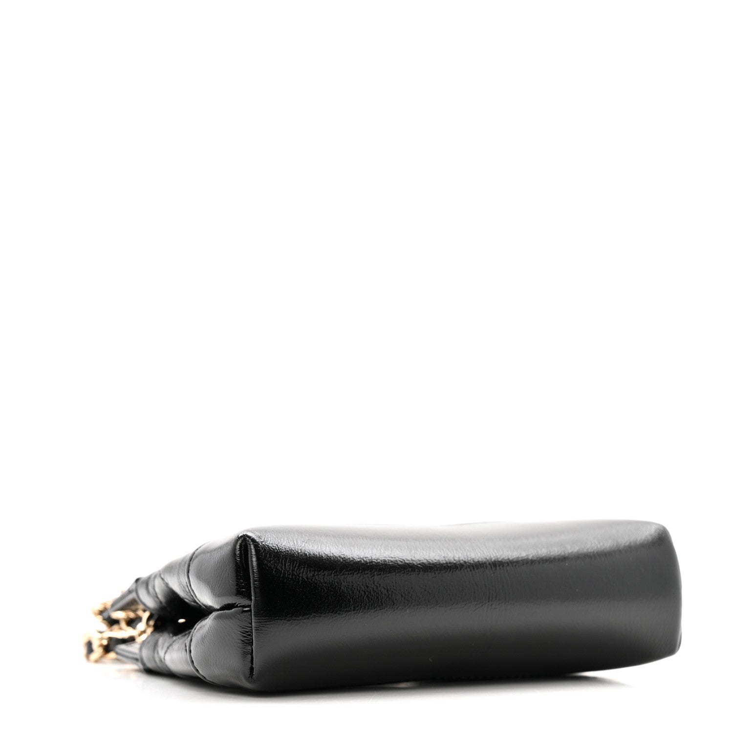 Chanel Shiny Lambskin Quilted Micro 31 Clutch With Chain Black