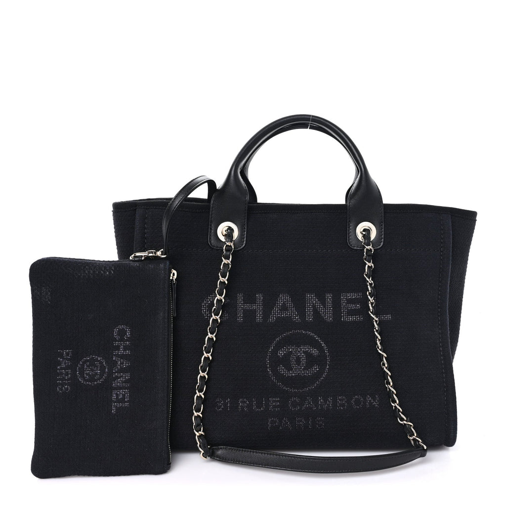 Chanel Mixed Fibers Calfskin Small Deauville Tote Black