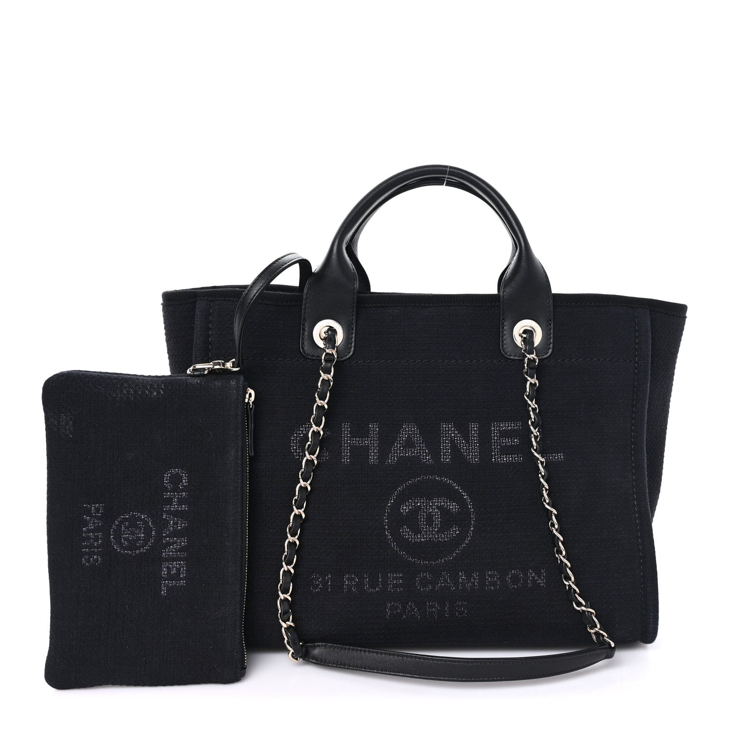 Chanel Mixed Fibers Calfskin Small Deauville Tote Black