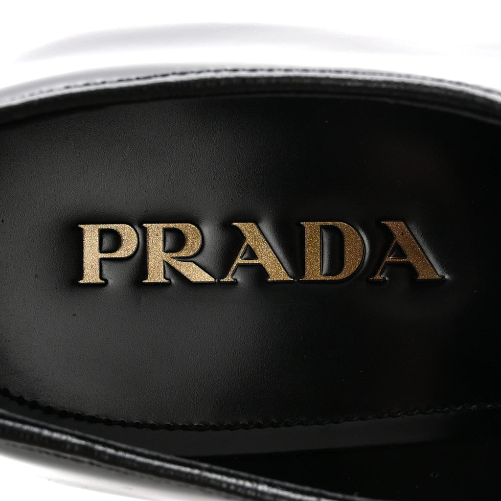 Prada Spazzolato Mens Derby Loafers 7.5 Black