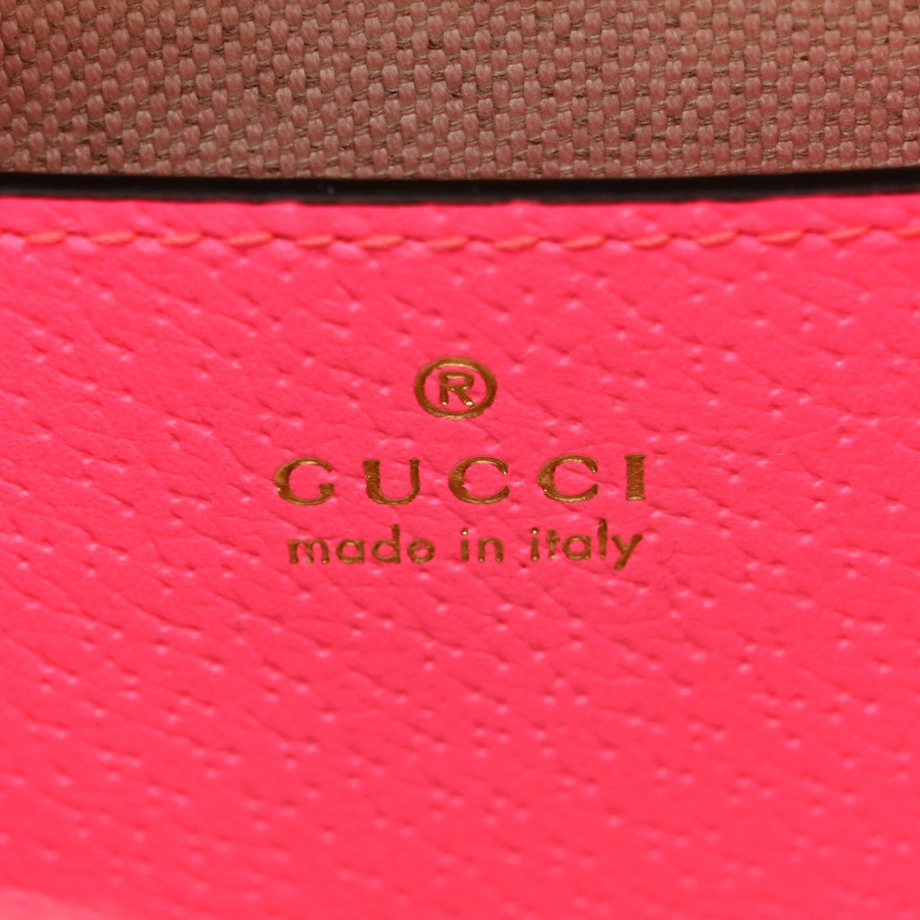 Gucci GG Supreme Monogram Textured Dollar Calfskin Web Ophidia Small Crossbody Bag Beige Ebony Fuchsia