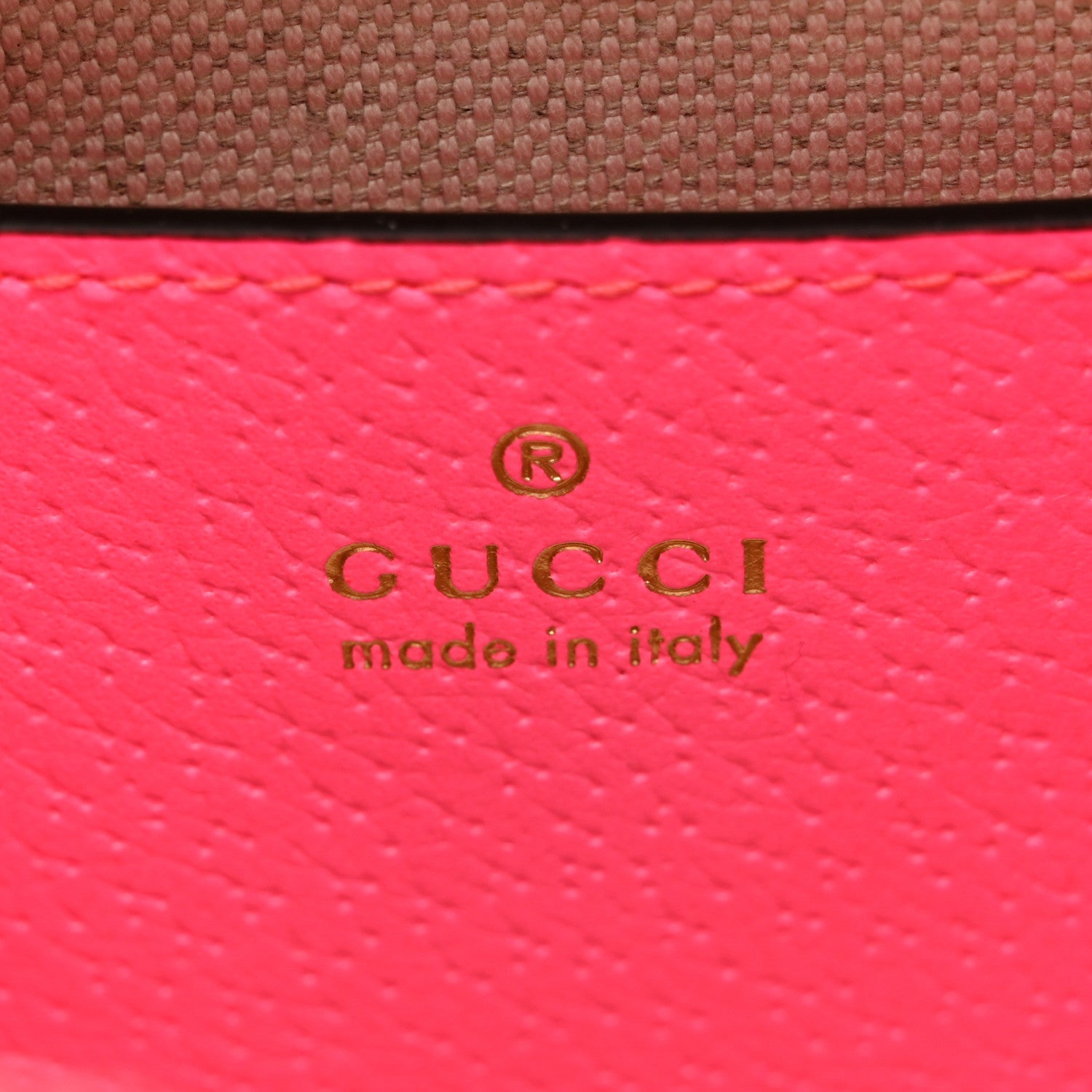 Gucci GG Supreme Monogram Textured Dollar Calfskin Web Ophidia Small Crossbody Bag Beige Ebony Fuchsia