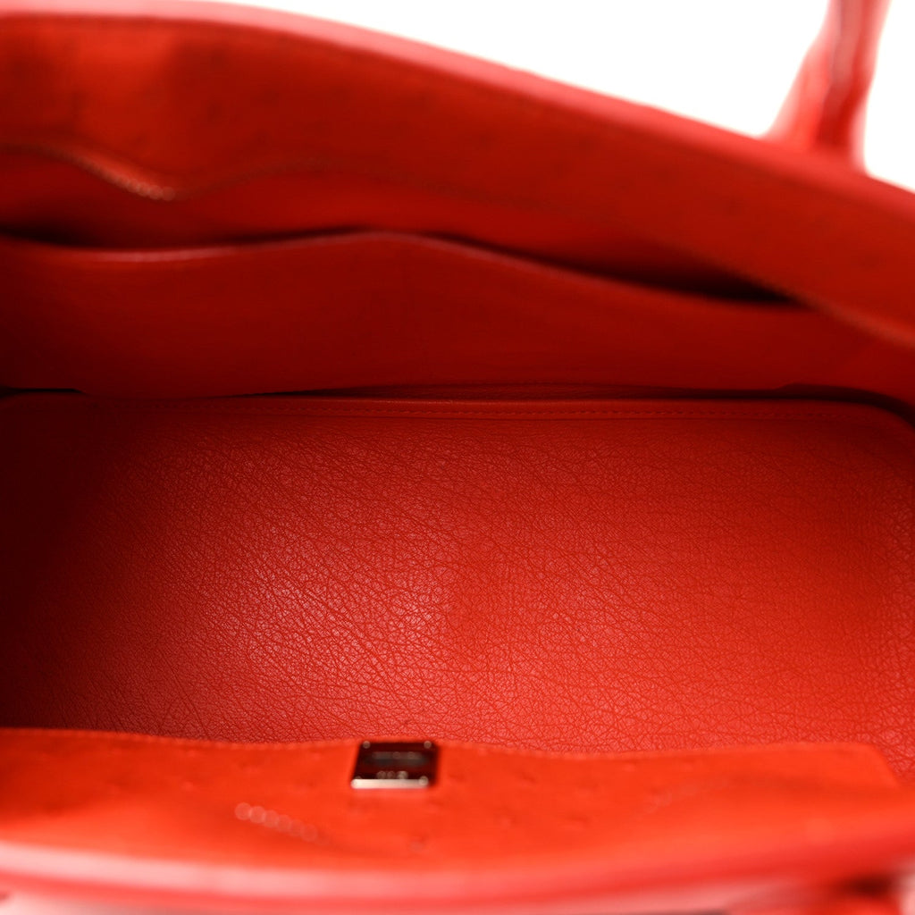 Christian Dior Ostrich Large Open Bar Tote Orange