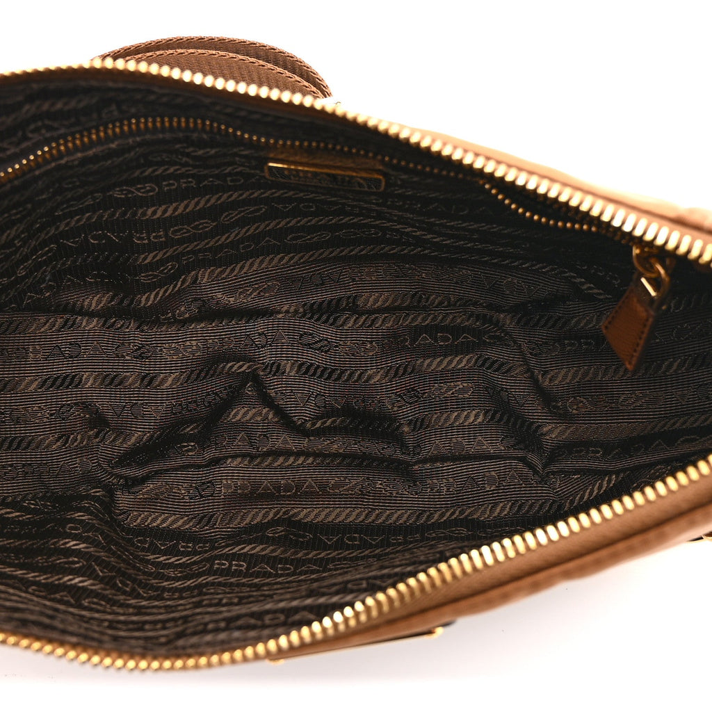 Prada Re-Nylon Saffiano Demi-lune Shoulder Bag Brandy