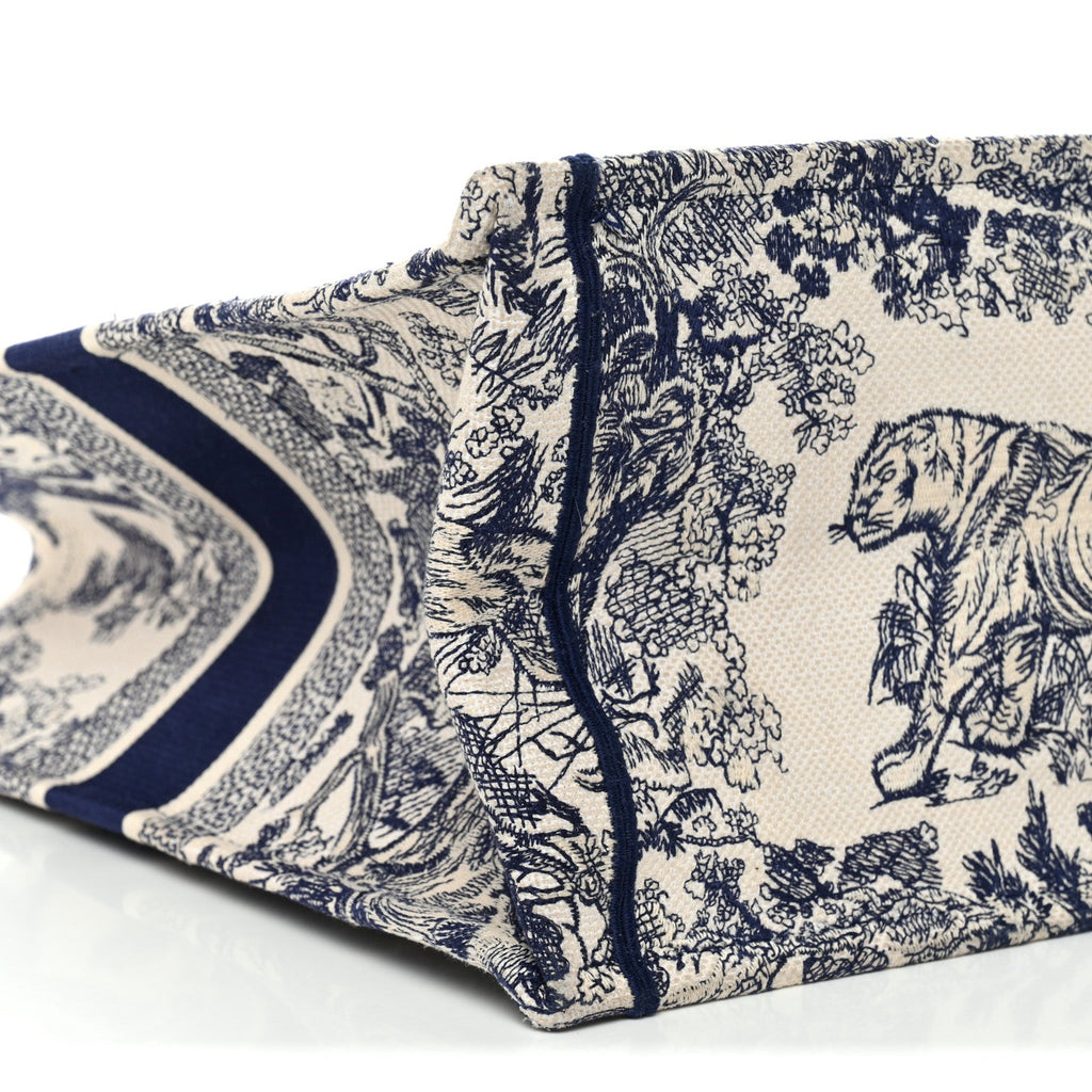 Christian Dior Canvas Embroidered Large Dioriviera Toile De Jouy Book Tote Blue