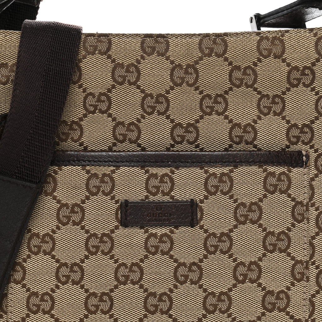 Gucci Monogram Flat Messenger Bag Dark Brown