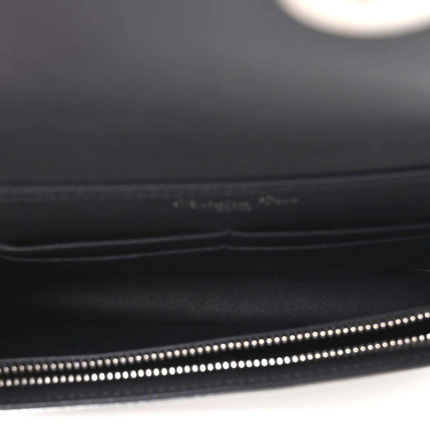 Christian Dior Metallic Patent Micro-Cannage Diorama Wallet on Chain Pouch Silver