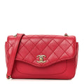 Chanel Goatskin Quilted Coco Curve Flap Messenger Flap Red