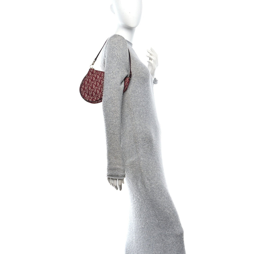 Christian Dior Monogram Mini Saddle Pochette Burgundy