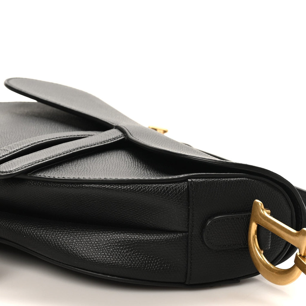 Christian Dior Grained Calfskin Saddle Bag Black