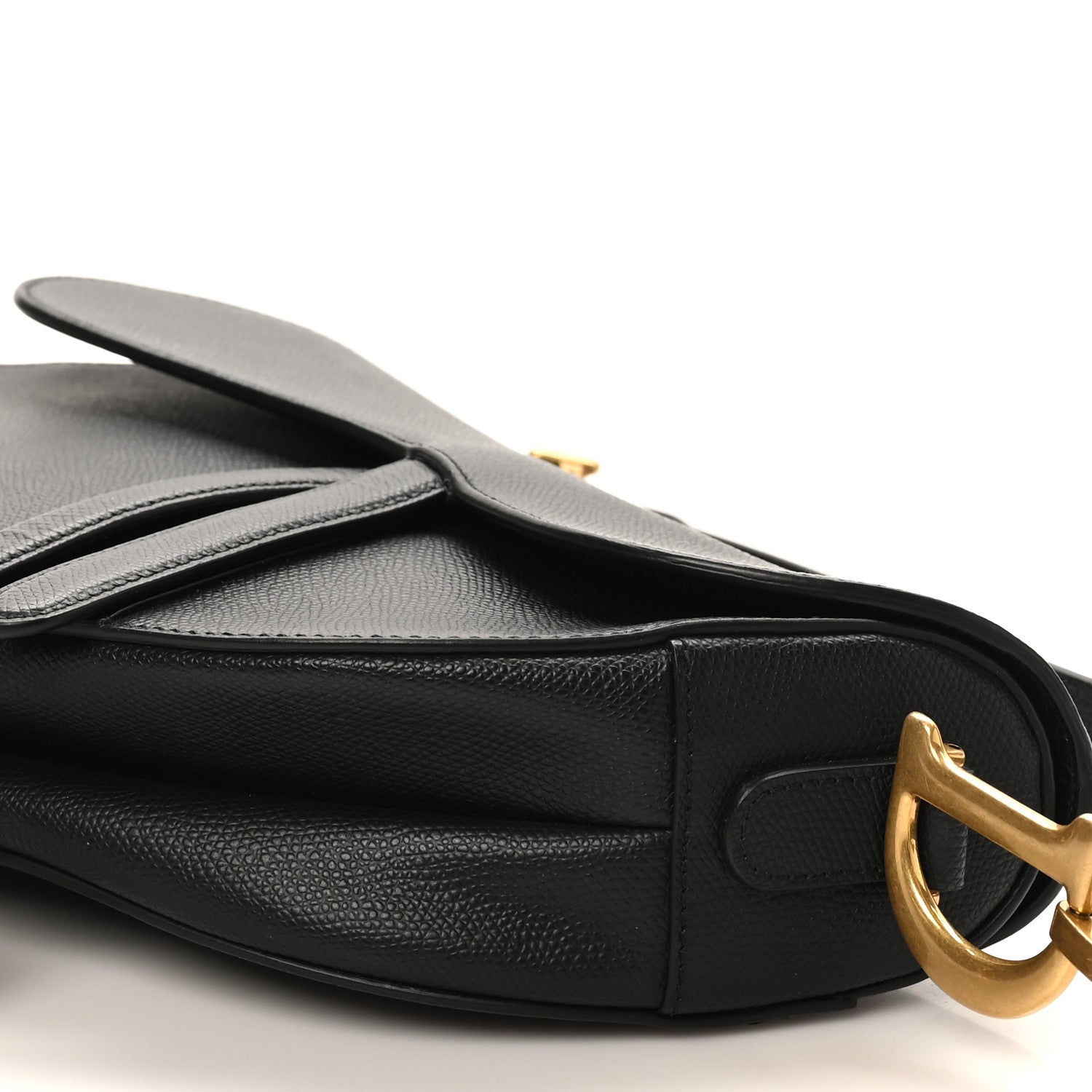 Christian Dior Grained Calfskin Saddle Bag Black