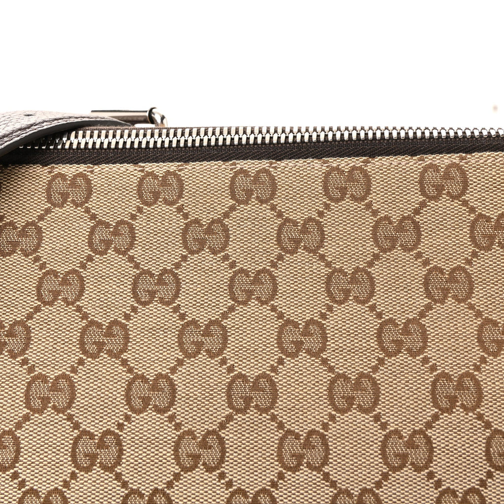 Gucci Monogram Calfskin Web Medium B Shoulder Bag Beige Brown