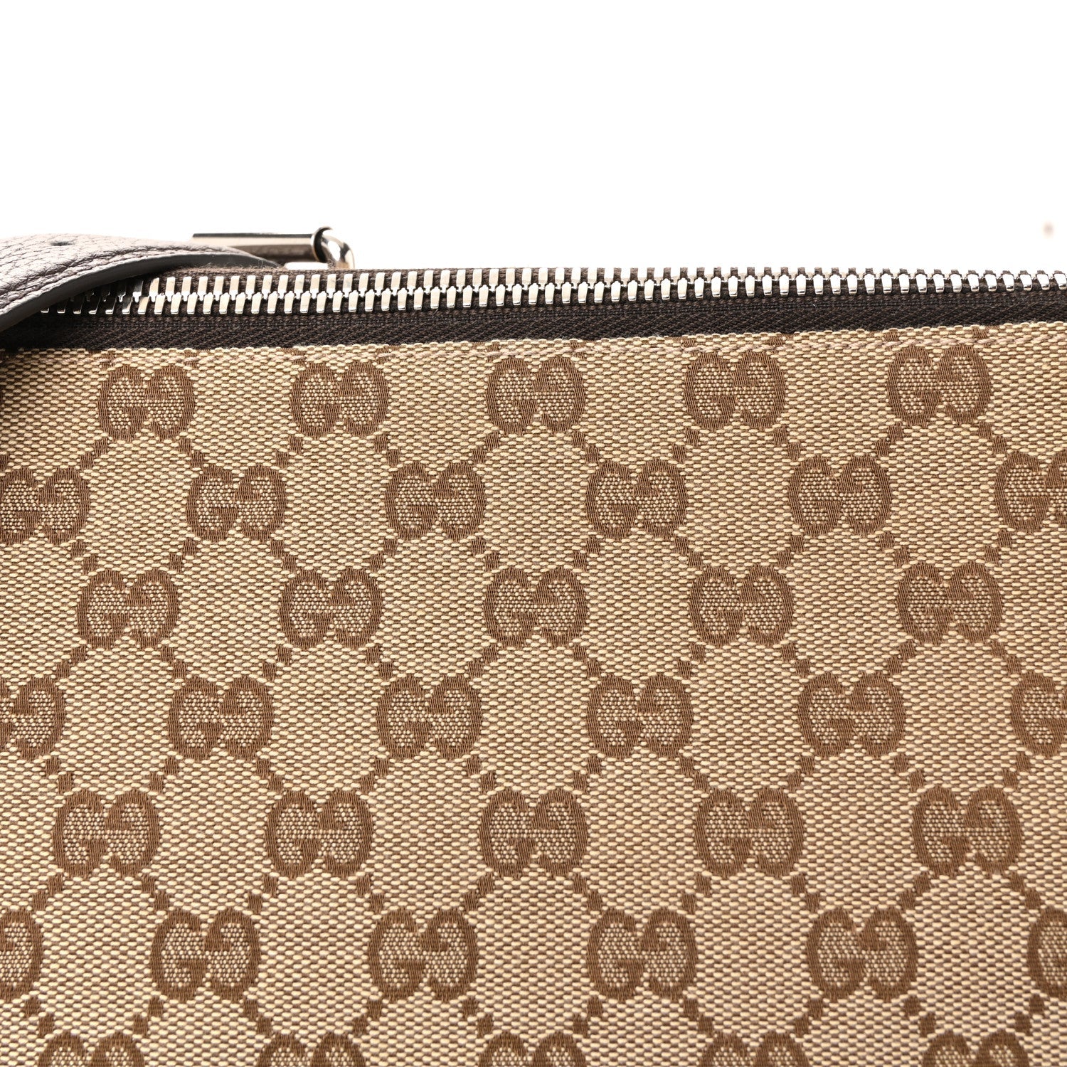 Gucci Monogram Calfskin Web Medium B Shoulder Bag Beige Brown