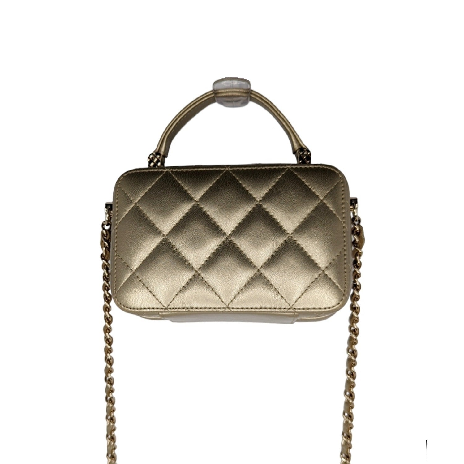 Chanel bag Metallic Lambskin Quilted Top Handle Vanity Case Gold