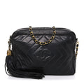 Chanel Lambskin Quilted CC Tassel Camera Case Black