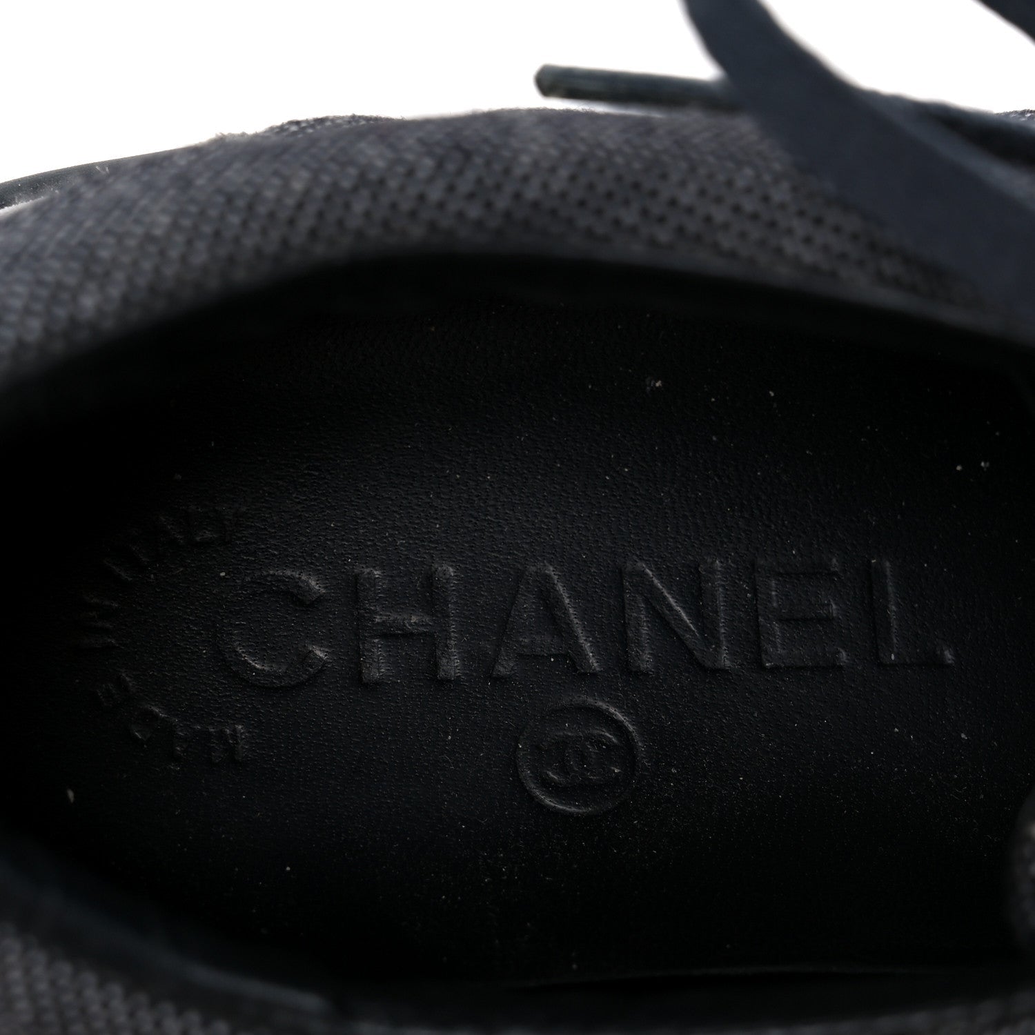 Chanel Toile Suede Calfskin CC Low Top Sneakers 36 Dark Grey