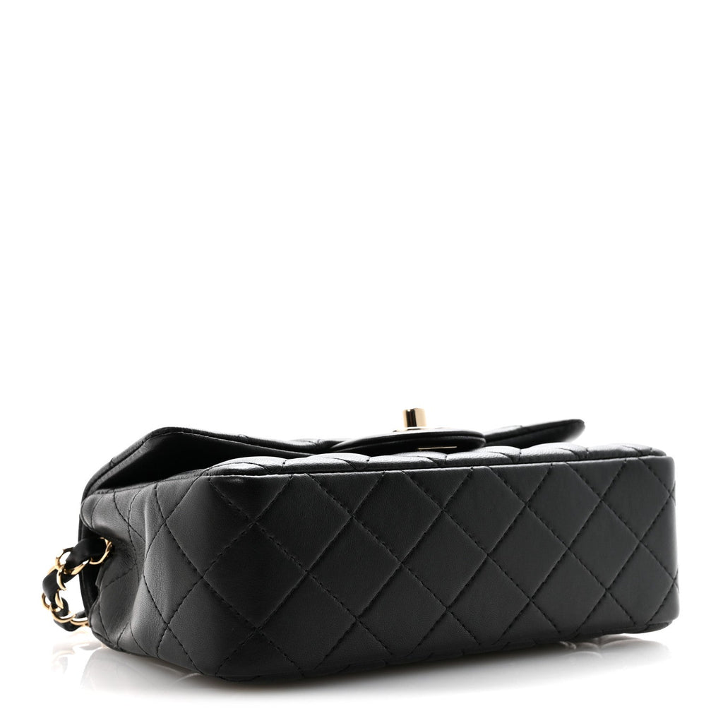Chanel Lambskin Quilted Mini Rectangular Flap Black
