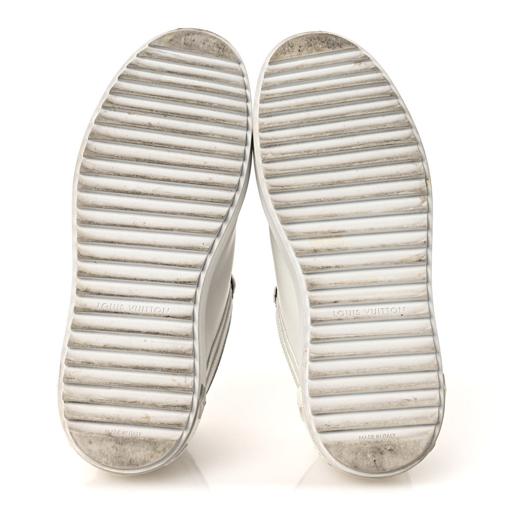 Louis Vuitton Calfskin Embossed Monogram Time Out Sneakers 36 White