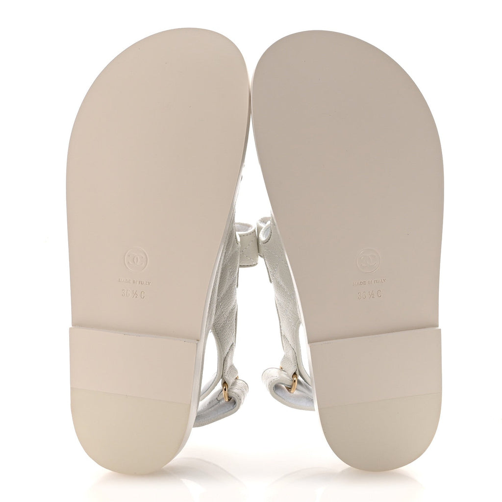 Grained Calfskin Velcro Dad Sandals 36.5 White
