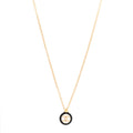 Enamel CC Medallion Chain Necklace Gold Black White