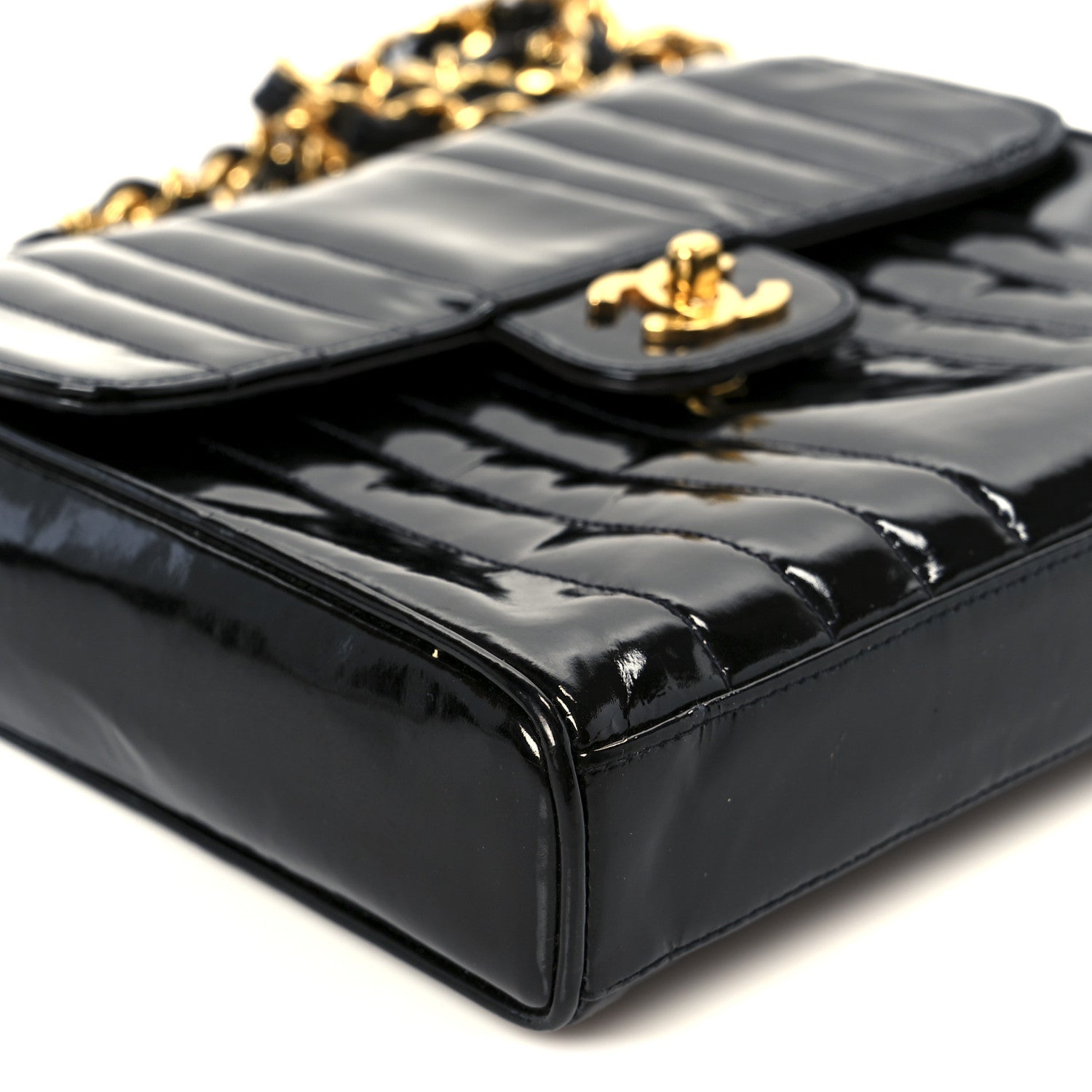 Chanel Patent Vertical Quilt Small Flap Black
