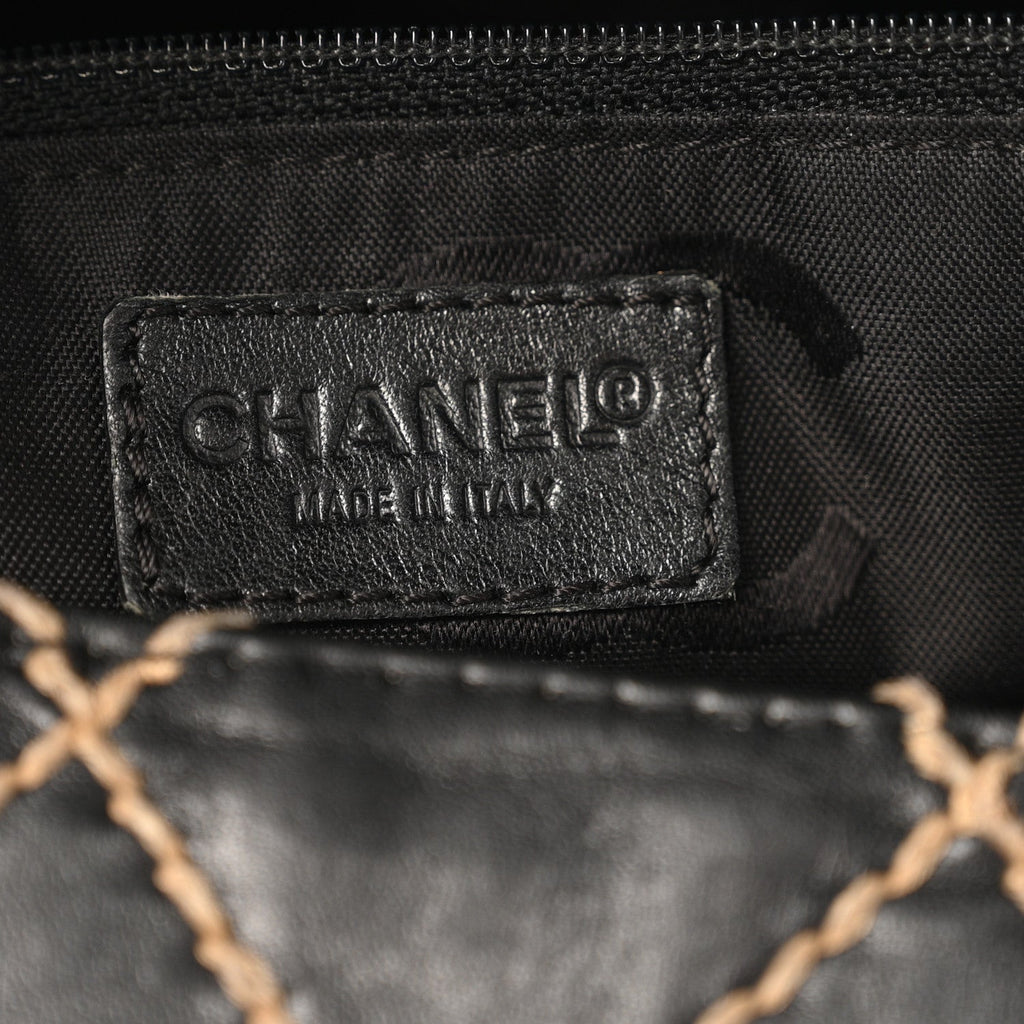 Chanel Calfskin Wild Stitch Large Tote Black