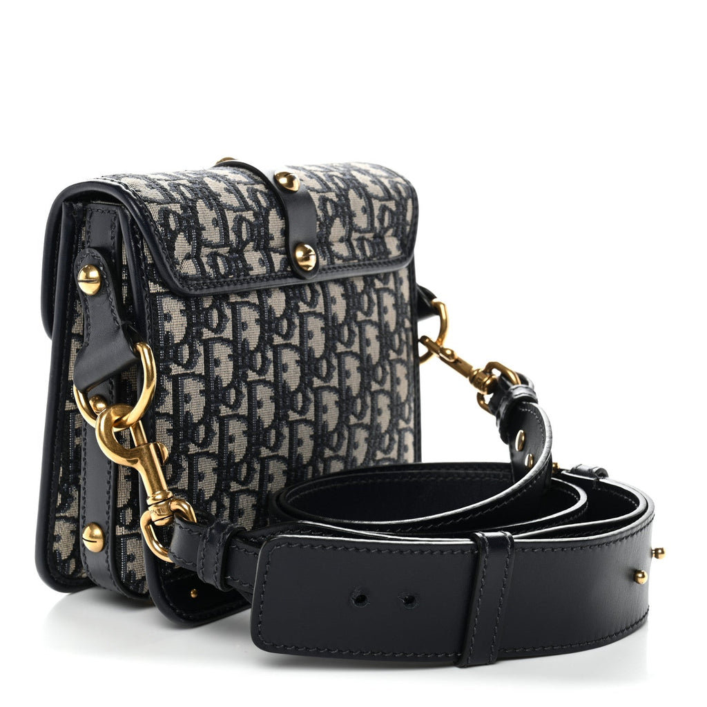 Christian Dior Oblique Square DiorAddict Flap Navy Blue
