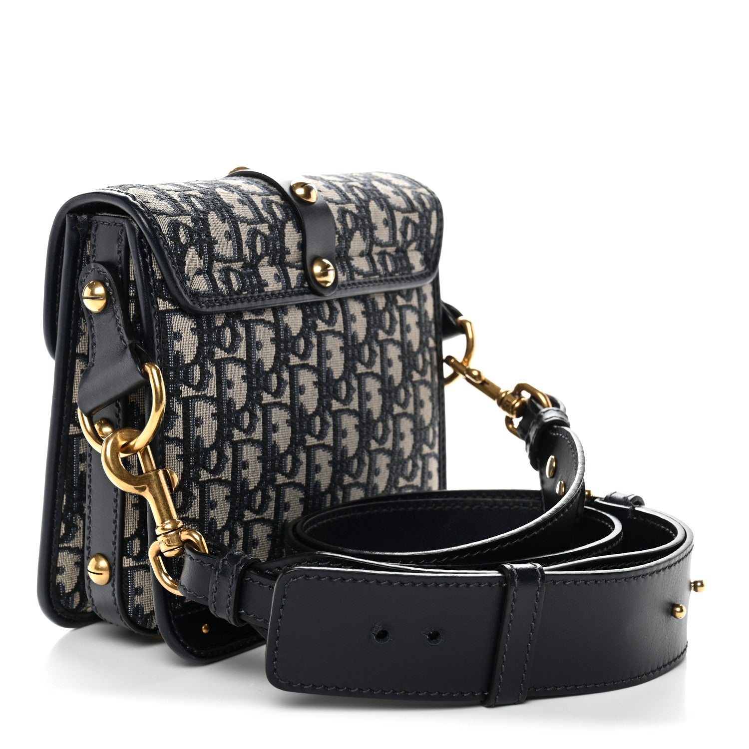 Christian Dior Oblique Square DiorAddict Flap Navy Blue
