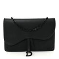 Christian Dior Ultra Matte Calfskin Saddle Chain Pouch Black