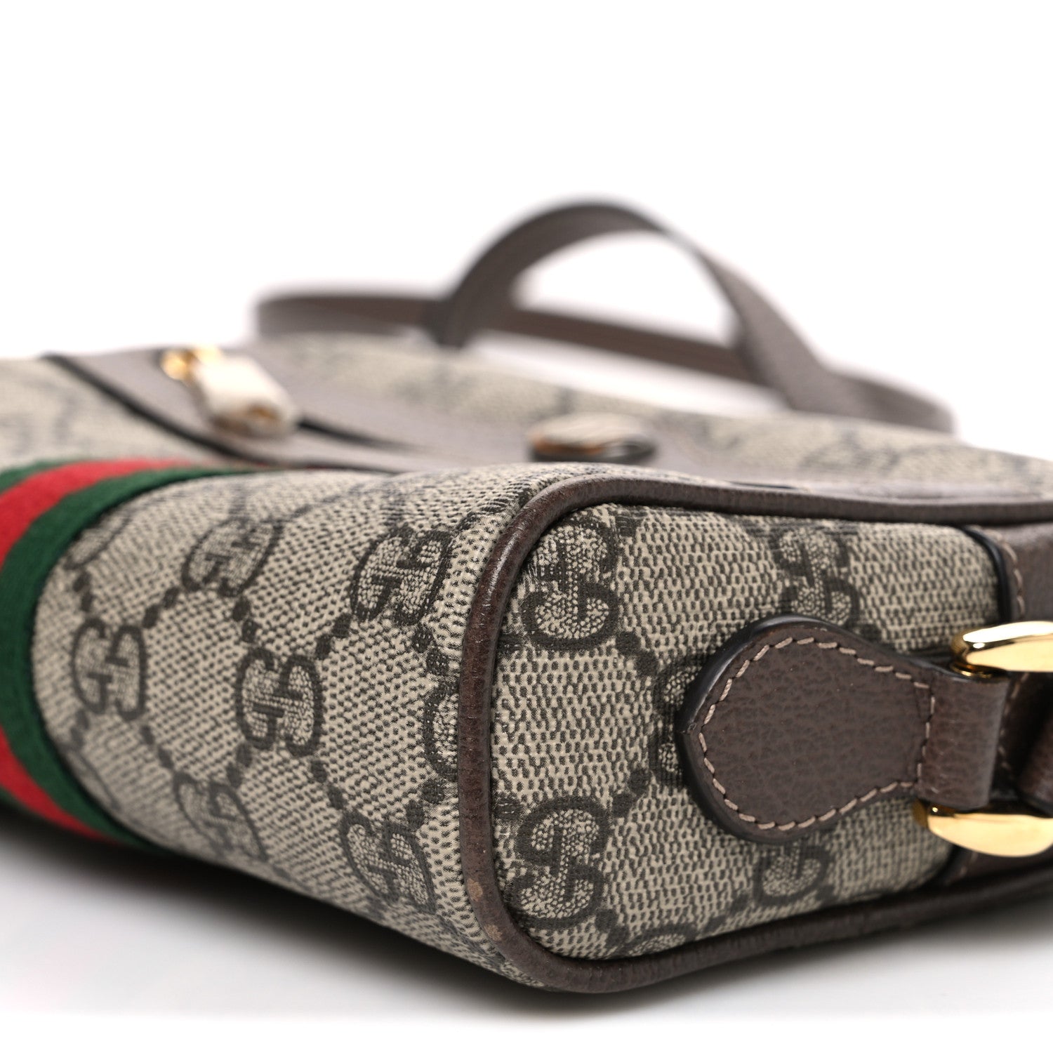 Gucci GG Supreme Monogram Web Mini Ophidia Shoulder Bag Brown