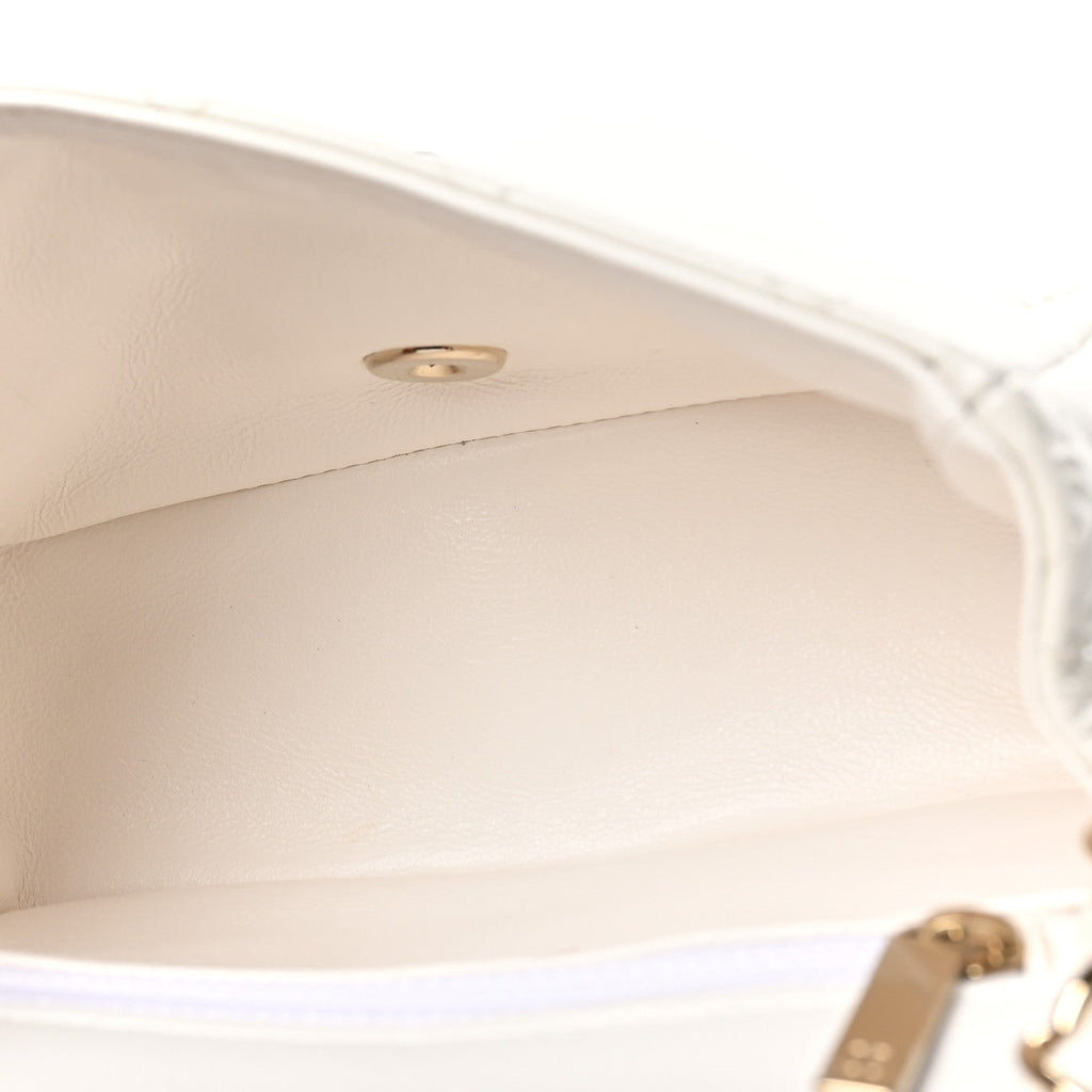 Chanel Patent Quilted Mini Square Flap White
