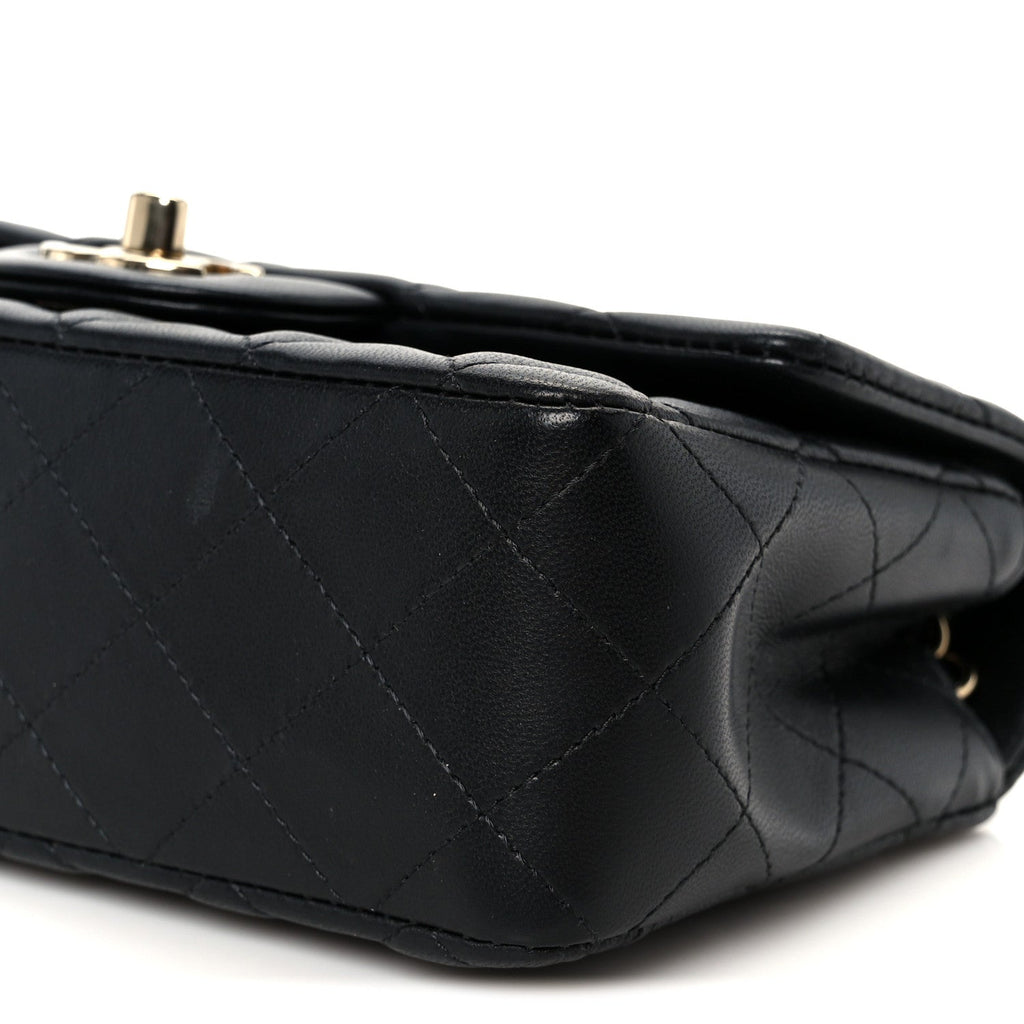 Chanel Lambskin Quilted Mini Rectangular Flap Black
