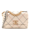 Chanel Lambskin Mixed Fibers Quilted Medium Chanel 19 Flap Beige