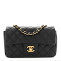 Chanel Metallic Caviar Quilted Mini Rectangular Flap Black