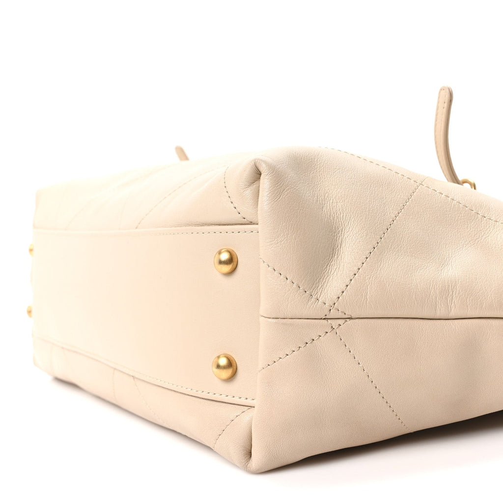 Chanel Calfskin Quilted Small Shopping Bag Beige