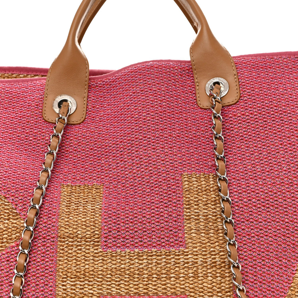 Chanel Mixed Fibers Large Shopping Bag Pink Beige