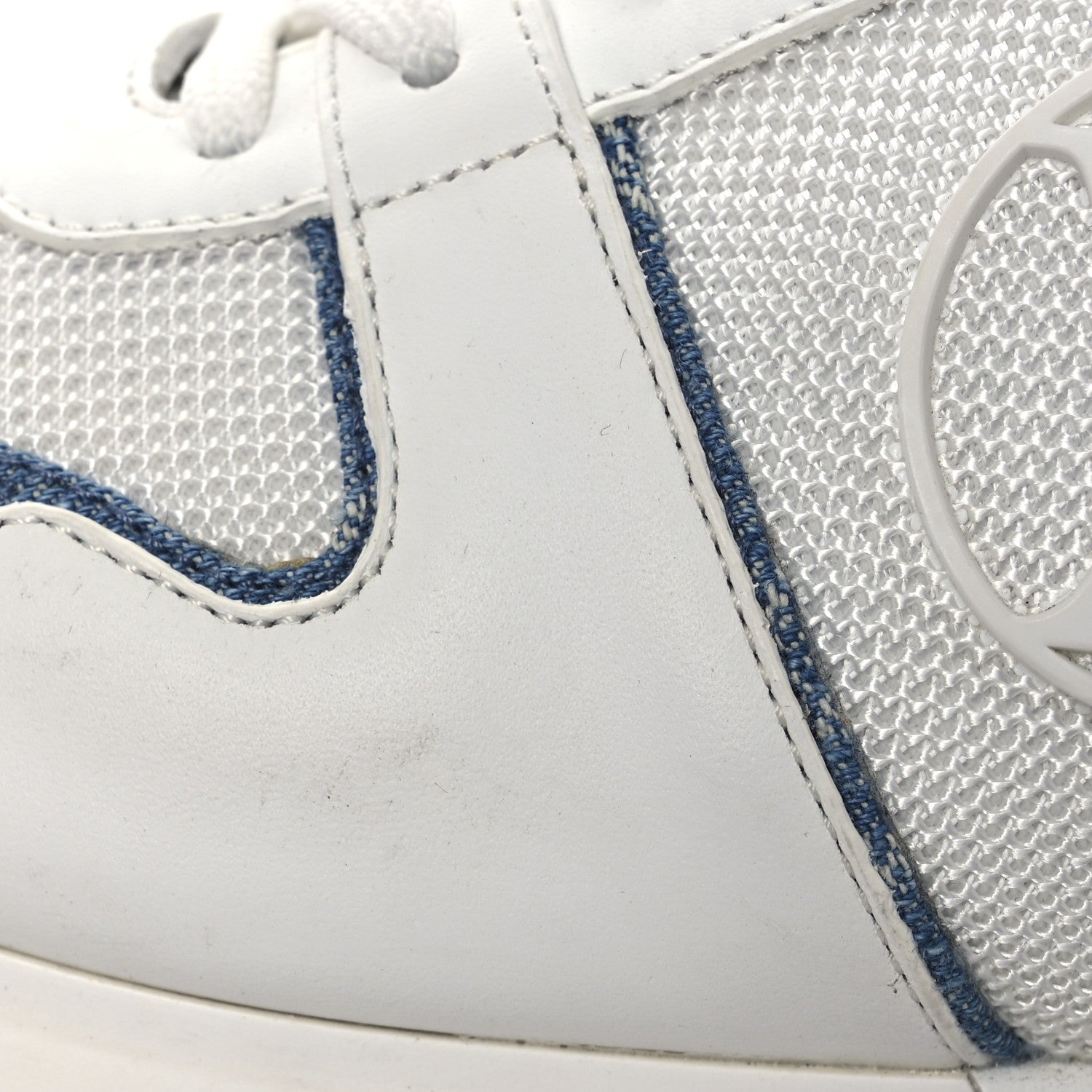 Louis Vuitton Calfskin Monogram Denim Run Away Sneakers 39 White