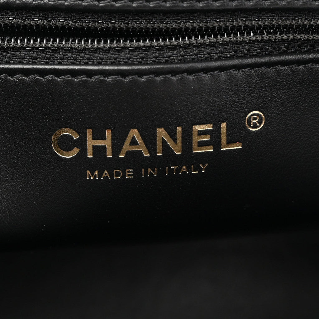 Chanel Shiny Aged Calfskin Quilted Nano Kelly Shopper Black