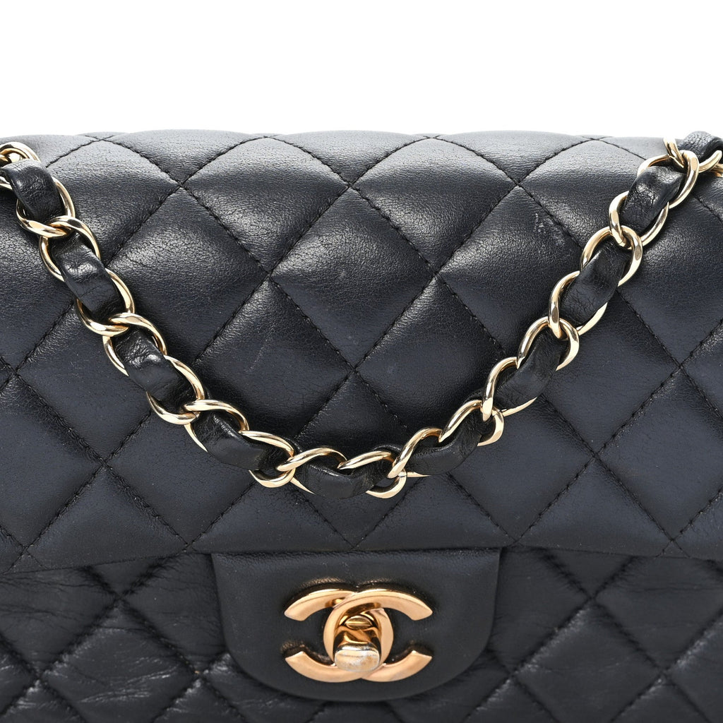 Chanel Lambskin Quilted Mini Rectangular Flap Black