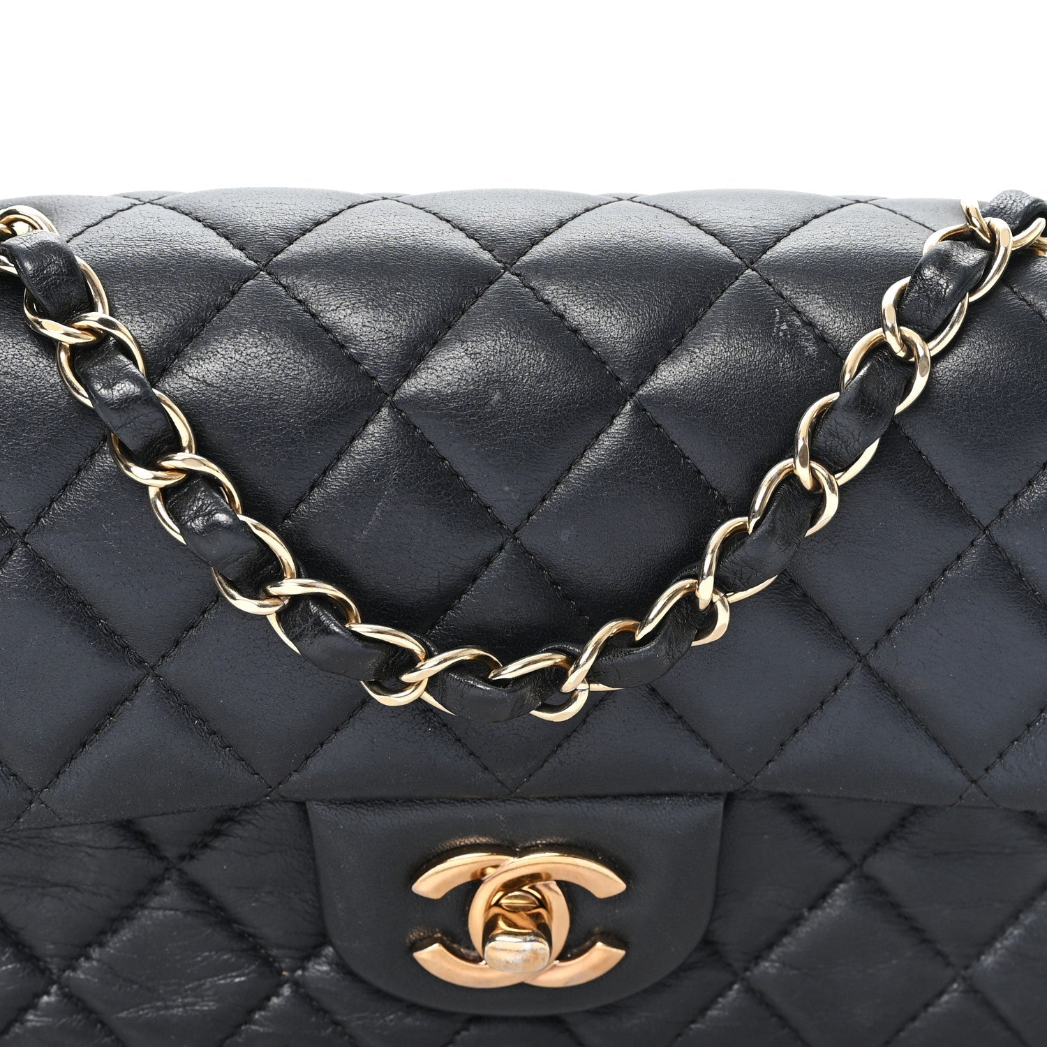 Chanel Lambskin Quilted Mini Rectangular Flap Black