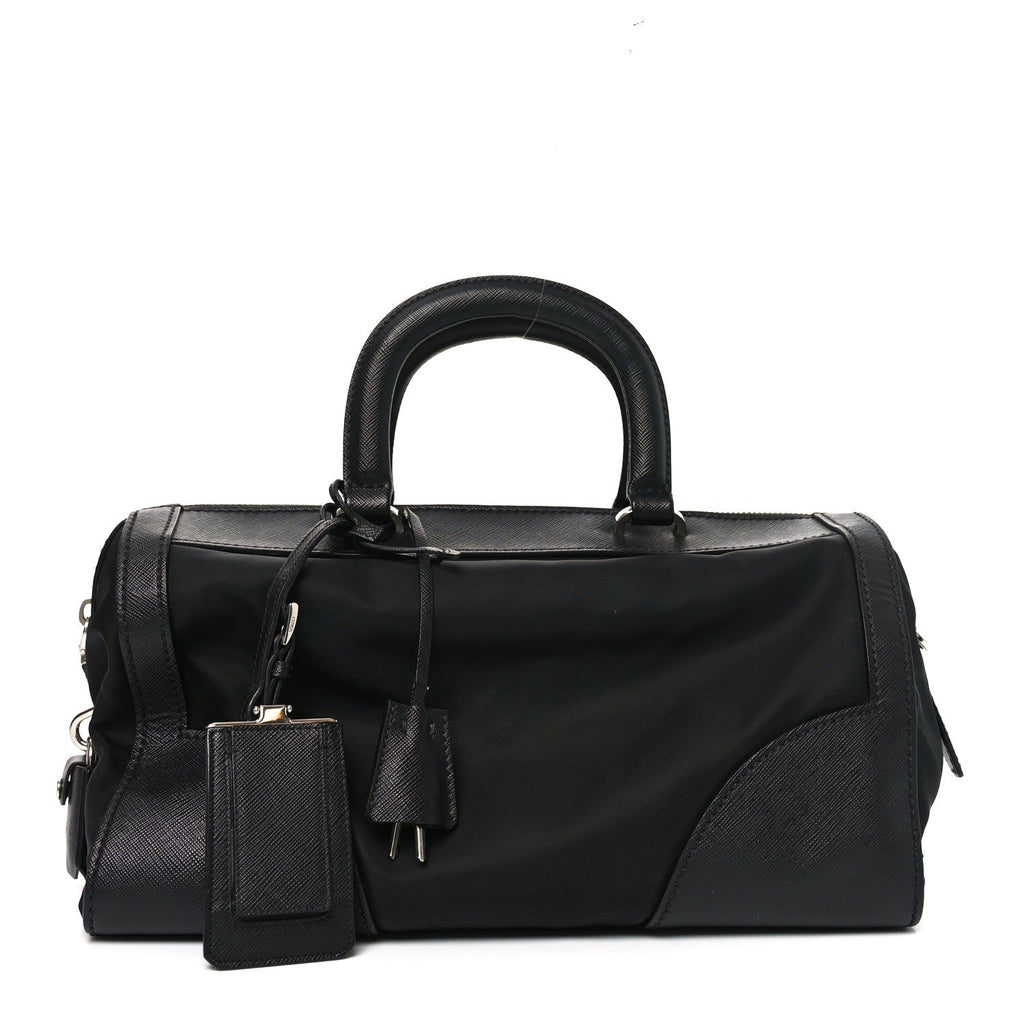 Prada Nylon Saffiano Top Handle Bag Black