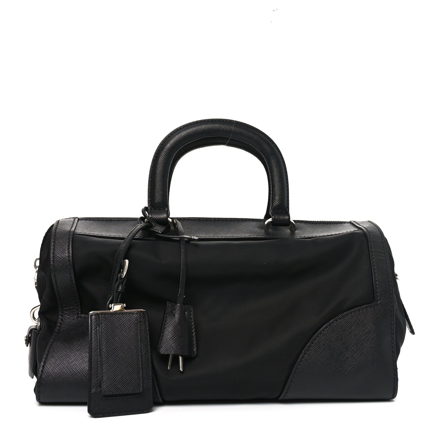 Prada Nylon Saffiano Top Handle Bag Black