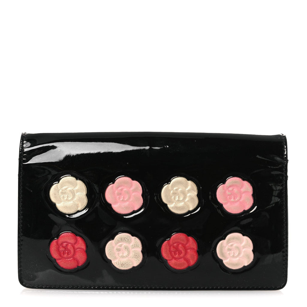 Patent Camellia Yen Wallet Black