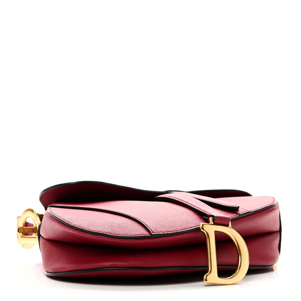 Christian Dior Grained Calfskin Saddle Bag Red