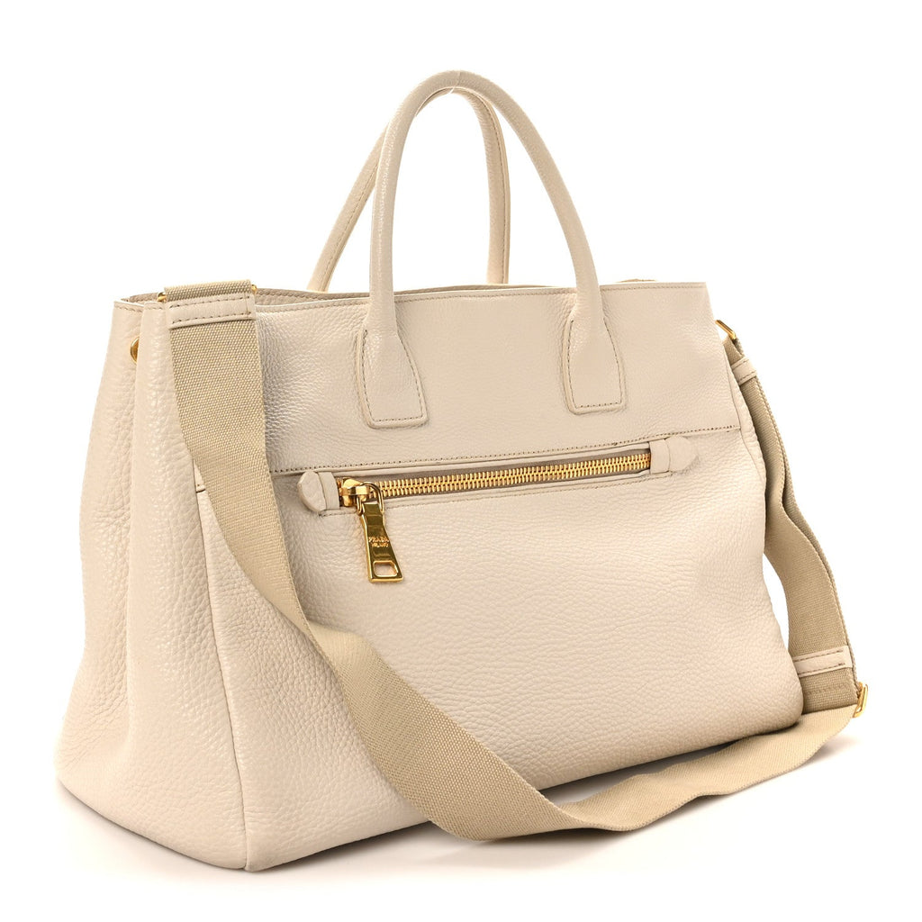 Prada Vitello Daino Top Handle Tote Talco