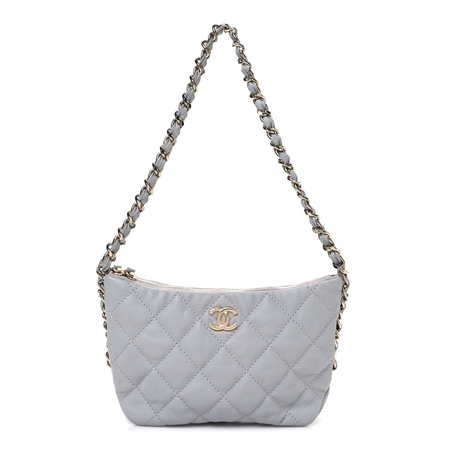 Chanel Caviar Quilted Daylight Hobo Grey
