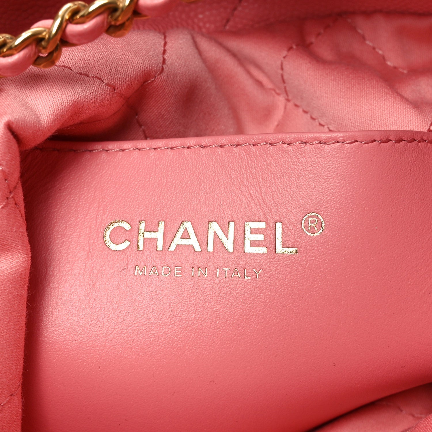 Chanel Shiny Caviar Quilted Mini Chanel 22 Coral