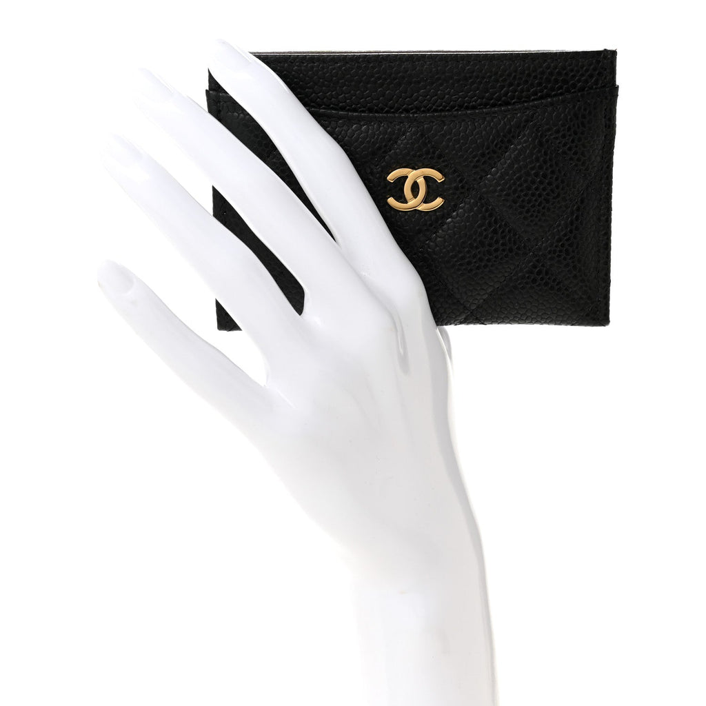 Caviar Quilted Card Holder Black